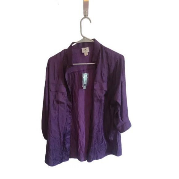 Worthington's Women's Button Down Top NWT Royal Purple - Picture 5 of 5